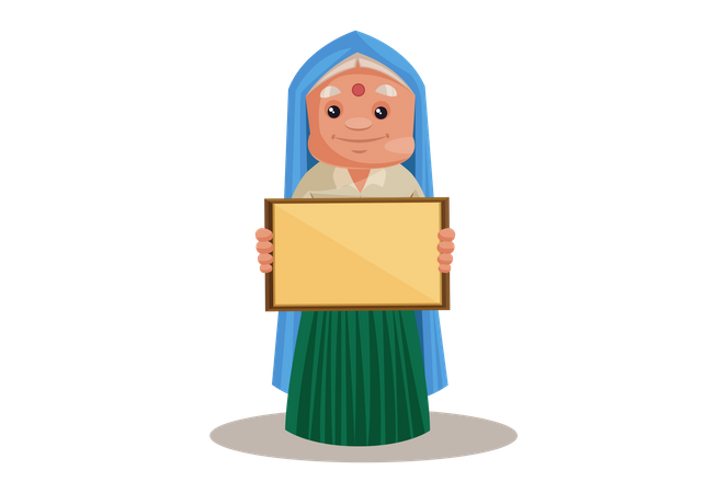 Haryanvi Woman Showing Empty Board  Illustration