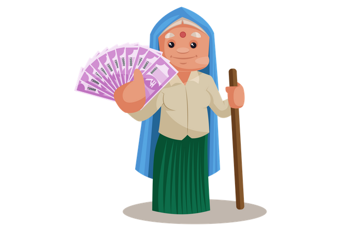 Haryanvi Woman showing Indian Rupees Illustration