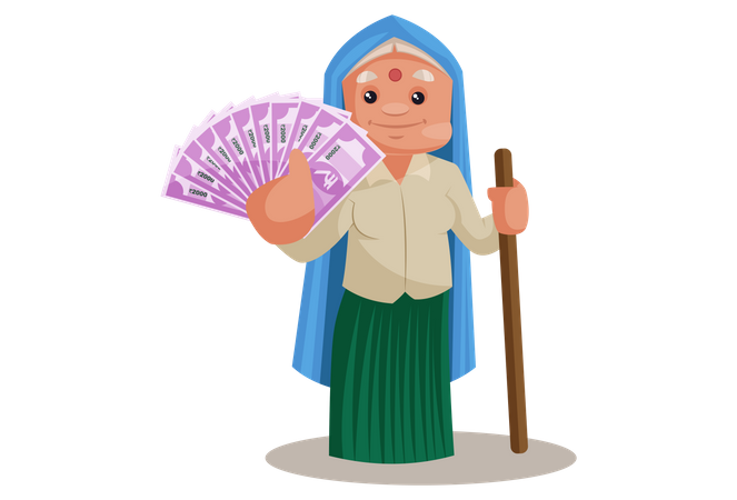 Haryanvi Woman showing Indian Rupees  Illustration