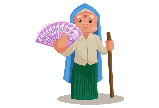 Haryanvi Woman showing Indian Rupees  Illustration