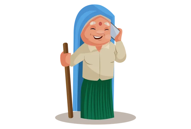 Haryanvi Woman talking on phone  Illustration