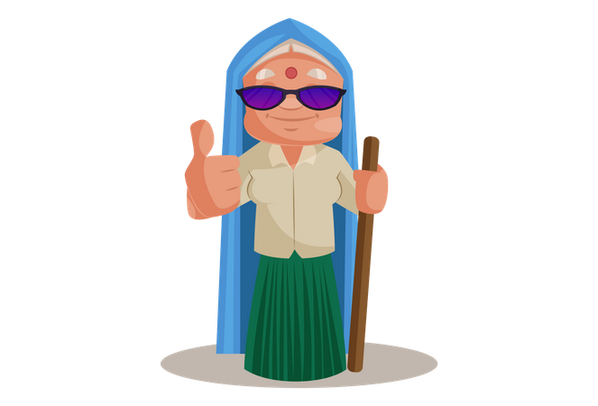 Haryanvi Woman wearing sun glasses giving thumb up  Illustration