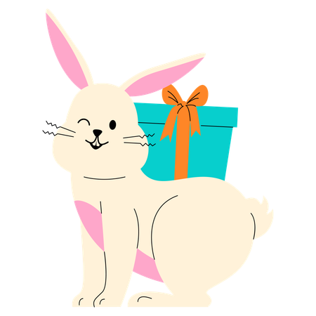 Hase mit Geschenk  Illustration