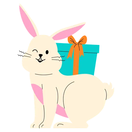 Hase mit Geschenk  Illustration