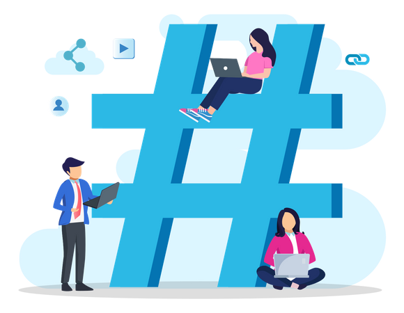 Hashtag de mídia social  Ilustração