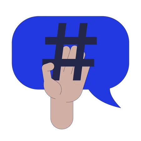 Hashtag in digital marketing  Illustration
