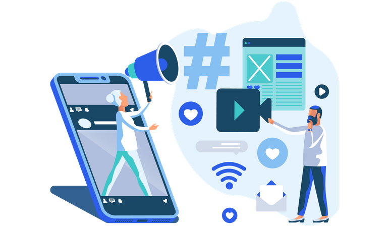 Hashtag marketing  Illustration