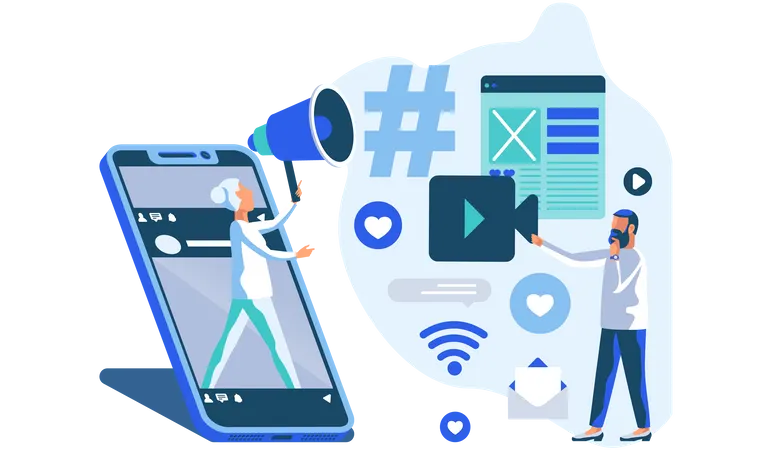 Hashtag marketing  Illustration