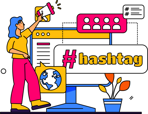 Hashtag-Optimierung für Marketing  Illustration