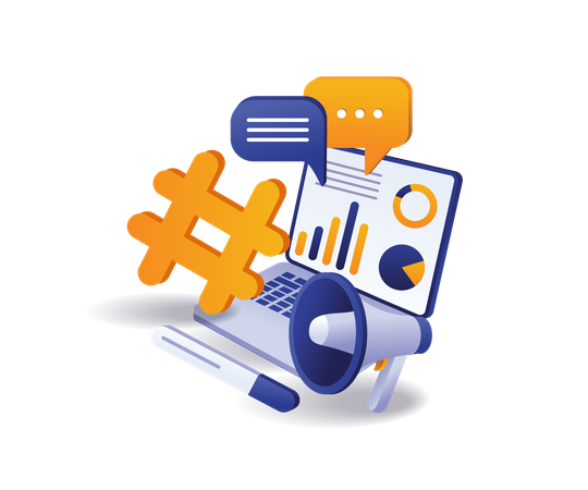 Hashtag strategy for digital marketing  Illustration