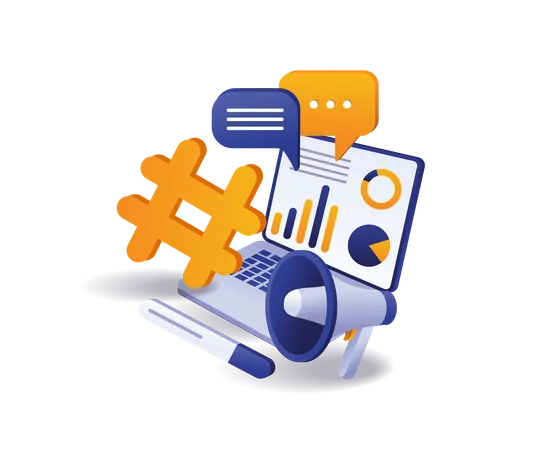 Hashtag strategy for digital marketing  Illustration