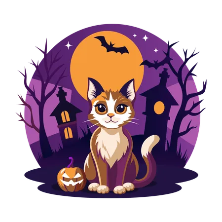 Haunted Cat  Illustration