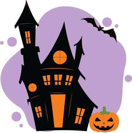 Haunted old house for Halloween  Illustration