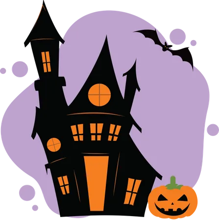 Haunted old house for Halloween  Illustration