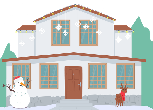 Haus im Winter  Illustration