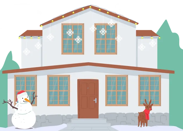 Haus im Winter  Illustration