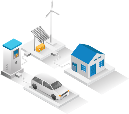 Haus mit Ladegerät für Elektroautos  Illustration