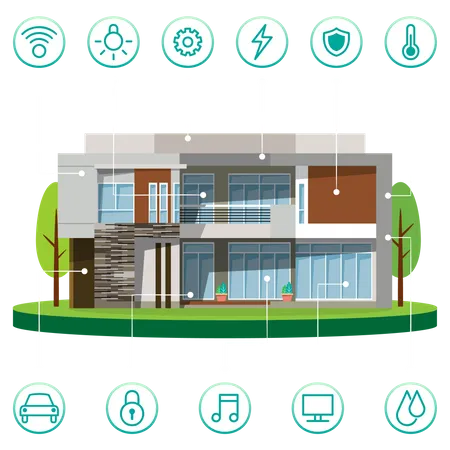 Haus mit smarter Vernetzung  Illustration