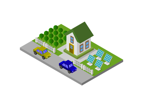 Haus mit Solarpanel  Illustration