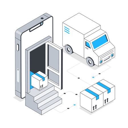 Lieferung nach Hause für Online-Einkäufe  Illustration