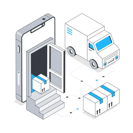 Lieferung nach Hause für Online-Einkäufe  Illustration