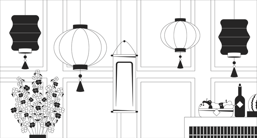 Hausschmuck zum Neujahrsfest  Illustration