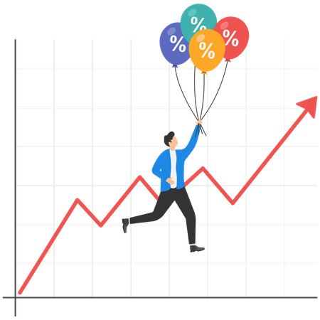 Hausse des taux d'intérêt en raison de l'augmentation du pourcentage d'inflation mondiale  Illustration