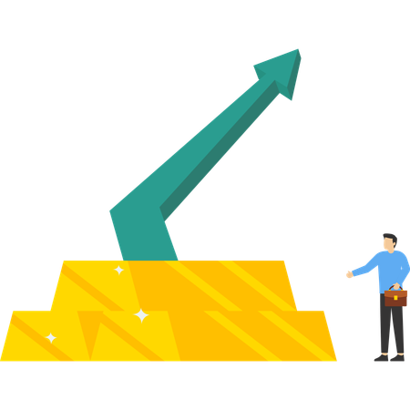 Augmentation du prix de l'or sur le marché d'investissement commercial.  Illustration