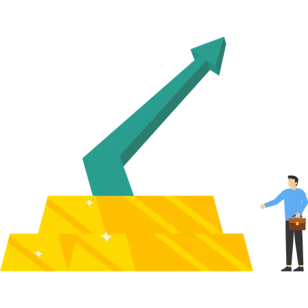 Augmentation du prix de l'or sur le marché d'investissement commercial.  Illustration