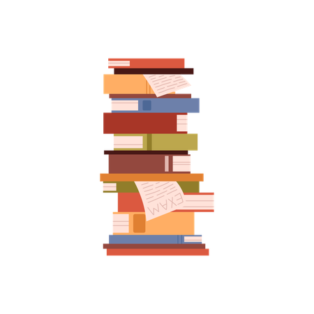 Haute pile de livres  Illustration