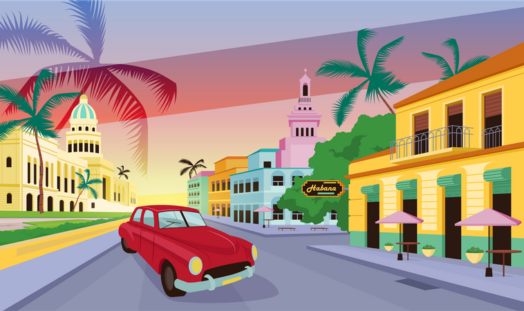 Paisagem de Havana  Ilustração