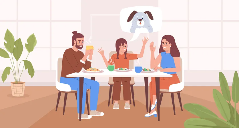 Having family dinner and nice conversation  Illustration