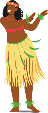 Hawaiian Dancer In Traditional Hula Attire  Illustration