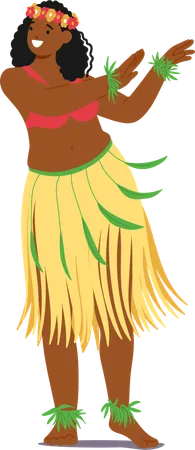 Hawaiian Dancer In Traditional Hula Attire  Illustration