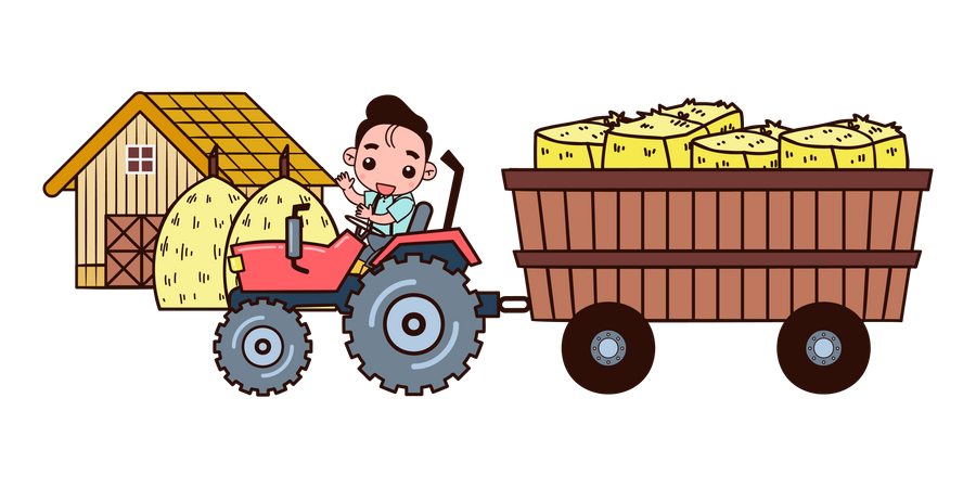 Hay harvesting  Illustration