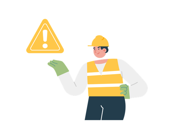 Hazard warning attention on construction  イラスト