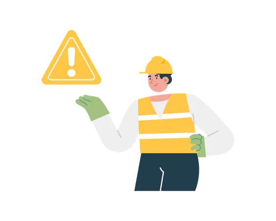 Hazard warning attention on construction  Illustration
