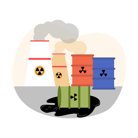 Hazardous radioactive factory waste  Illustration