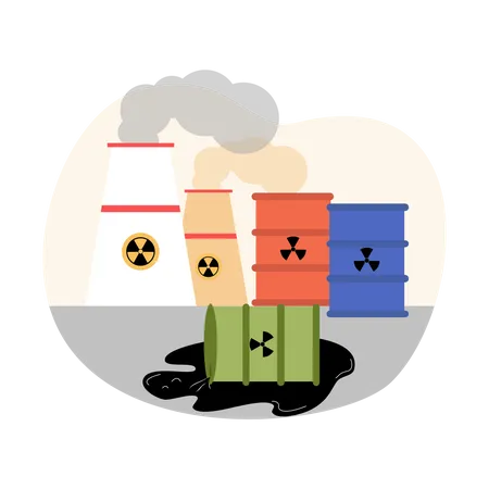 Hazardous radioactive factory waste  Illustration