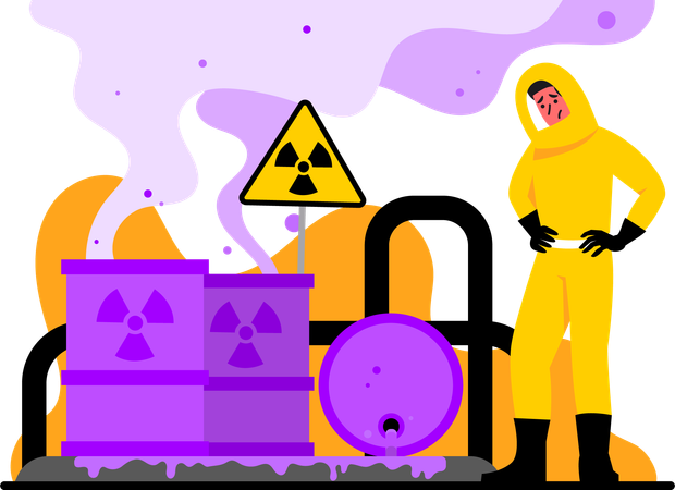 Hazardous waste causing pollution  Illustration