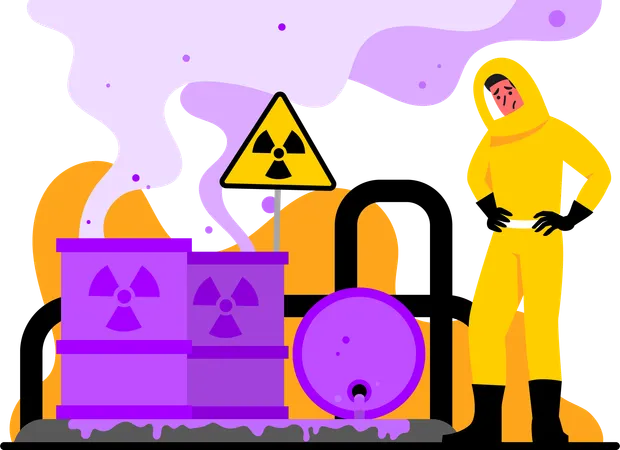 Hazardous waste causing pollution  Illustration