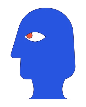 Head Silhouette Profile 2 D Linear Cartoon Object Minimalist Head Shape Isolated Line Vector Element White Background Anonymous Shadow Ancient Egyptian Art Portrait Color Flat Spot Illustration Illustration