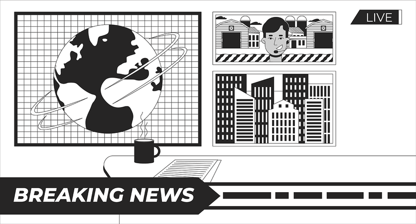 Headlines breaking news studio  Illustration