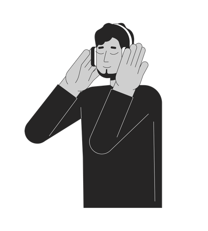 Headphones middle eastern guy bearded  Illustration