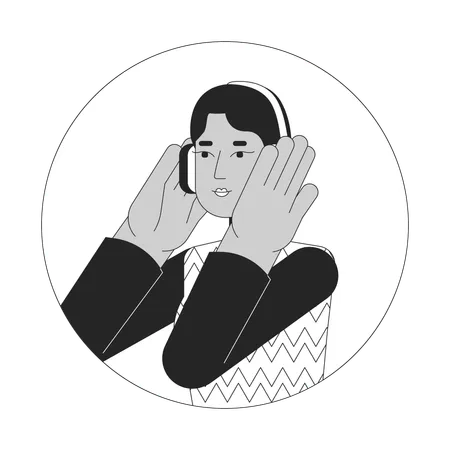 Headphones middle eastern woman  Illustration