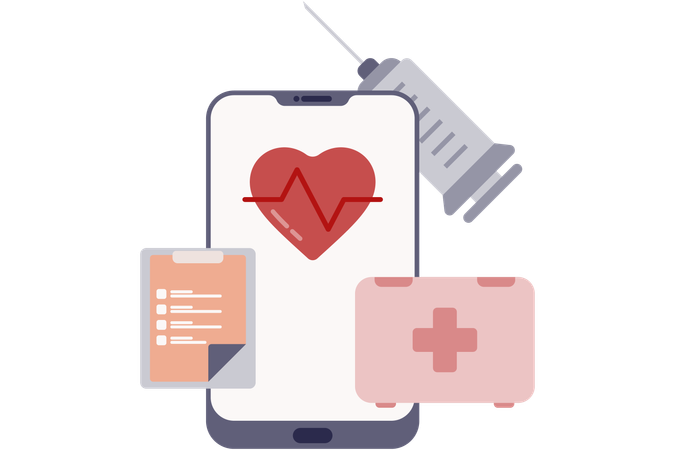 Health application on smartphone  イラスト