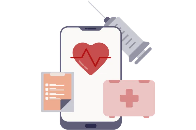 Health application on smartphone  イラスト