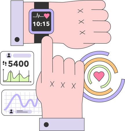 Health care analysis on wirst watch  イラスト
