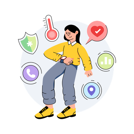 Health check via smartwatch  Illustration