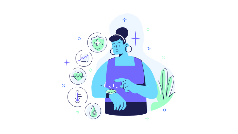 Health check via smartwatch  Illustration